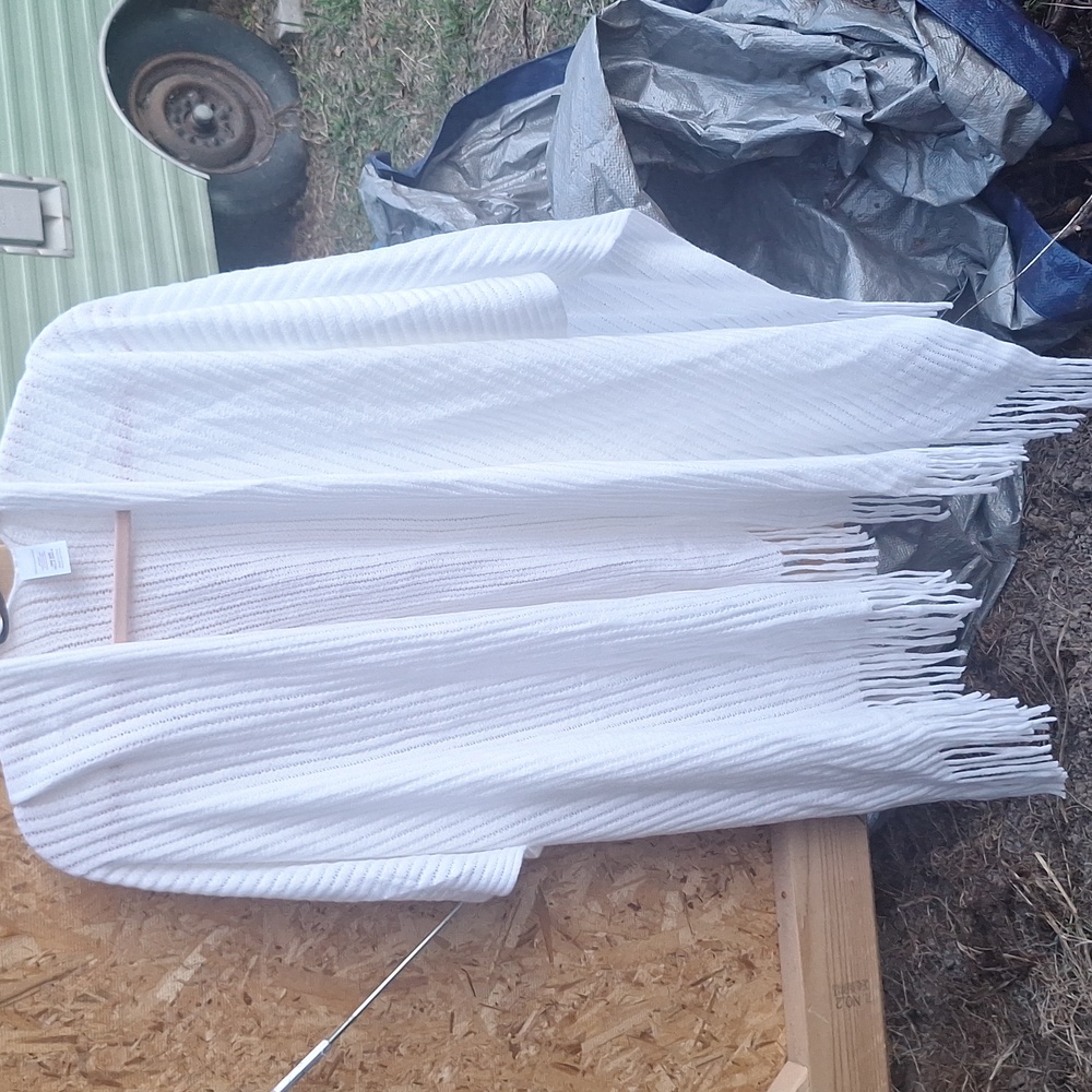 5 For $25 White Fringe Open Cardigan